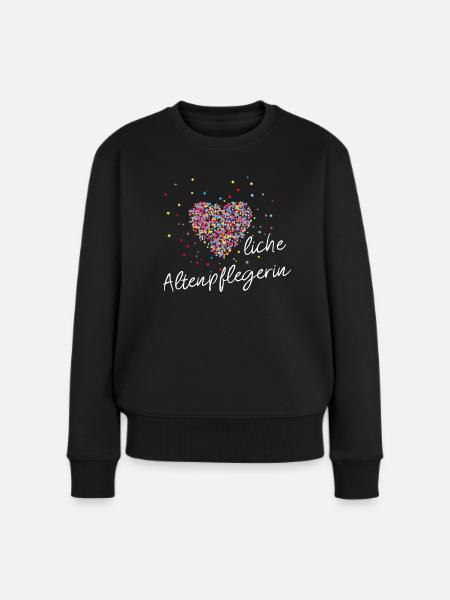 Herzliche Altenpflegerin Pflegerin - Frauen Premium Bio Pullover - Schwarz