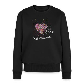 Secrétaire avec Heart Office Office Life - Pull Premium bio Femme - noir - Devant - Julia (174cm)