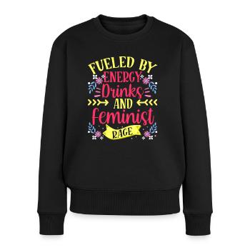 Alimenté par les boissons énergisantes et la colère féministe - Pull Premium bio Femme - noir - Devant - Julia (174cm)