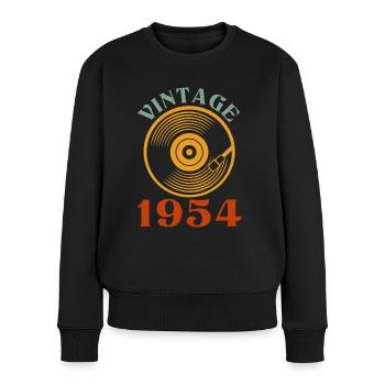 68 Geburtstag Jahrgang 1954 - Frauen Premium Bio Pullover - Schwarz - Vorne - Julia (174cm)