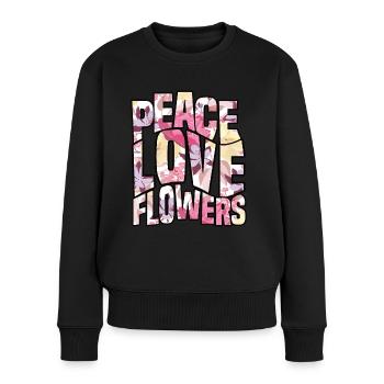 Peace Love Flowers - Women's Premium Organic Jumper - black - Front - Julia (174cm)