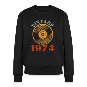 48 Geburtstag Jahrgang 1974 - Frauen Premium Bio Pullover - Schwarz - Vorne - Julia (174cm)