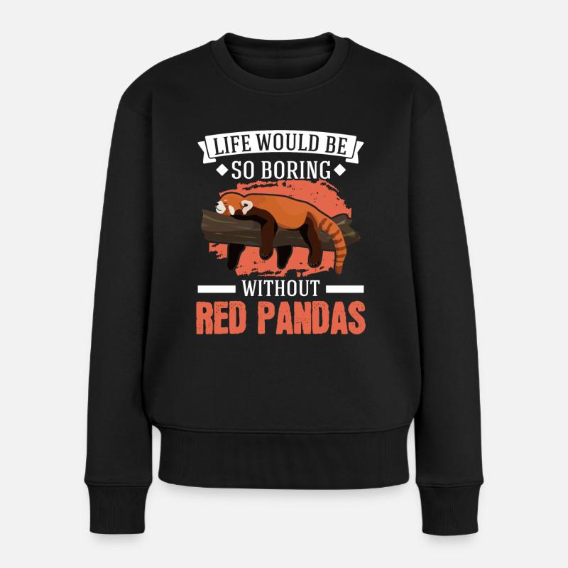 Roter Panda Geschenk Red Panda - Frauen Premium Bio Pullover - Schwarz
