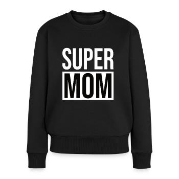 Super Mom - Mama - Frauen Premium Bio Pullover - Schwarz - Vorne - Julia (174cm)