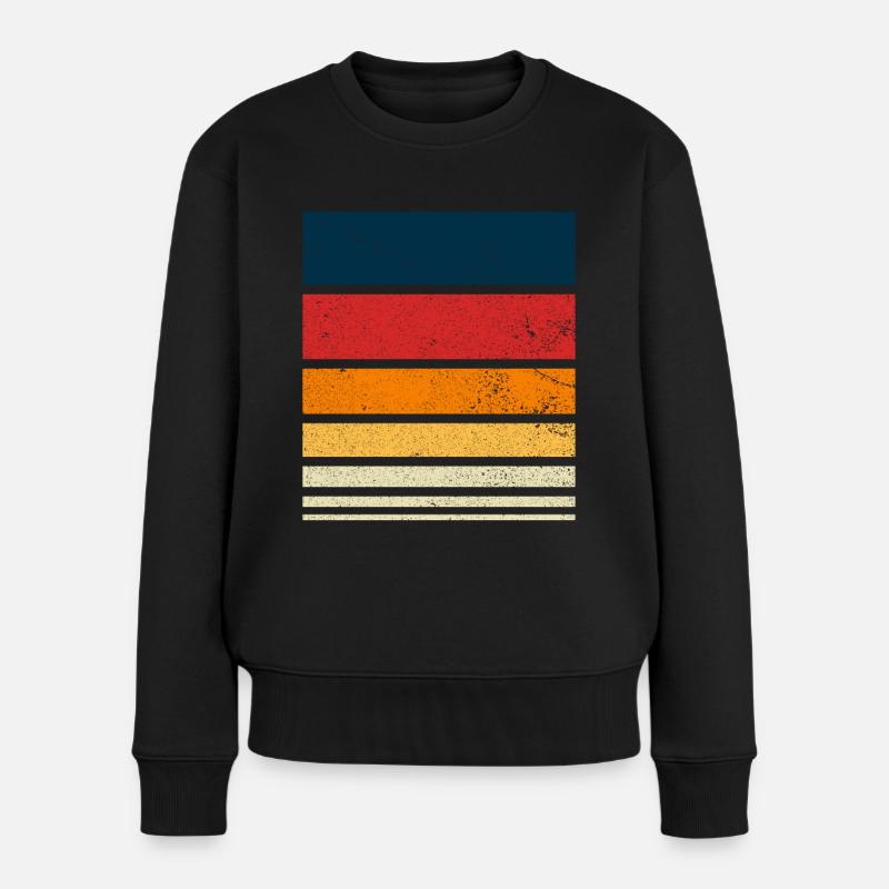 Retro Muster Vintage - Frauen Premium Bio Pullover - Schwarz