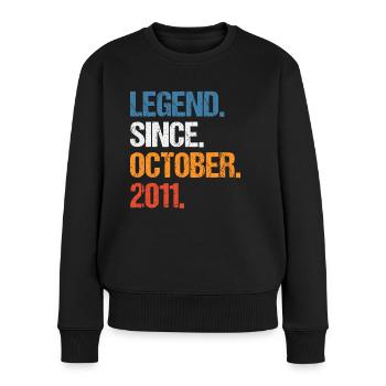 Legend Since Oktober 2011 Geburtstag - Frauen Premium Bio Pullover - Schwarz - Vorne - Julia (174cm)