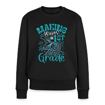 Einschulung 1. Klasse Mädchen Geschenk Schulkind - Frauen Premium Bio Pullover - Schwarz - Vorne - Julia (174cm)