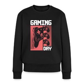 Gaming Day Nerd Player Gamer Jeu vidéo - Pull Premium bio Femme - noir - Devant - Julia (174cm)