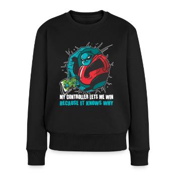 Gaming My Controller Lets Me Win Videospiel Gamer - Frauen Premium Bio Pullover - Schwarz - Vorne - Julia (174cm)