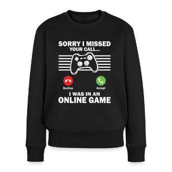 Le jeu a manqué votre appel J’étais dans le jeu en ligne Gamer - Pull Premium bio Femme - noir - Devant - Julia (174cm)