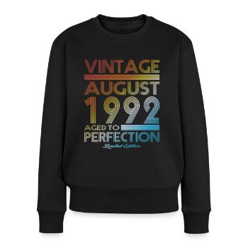30. Geburtstag Jahrgang 1992 August 1992 - Frauen Premium Bio Pullover - Schwarz - Vorne - Julia (174cm)