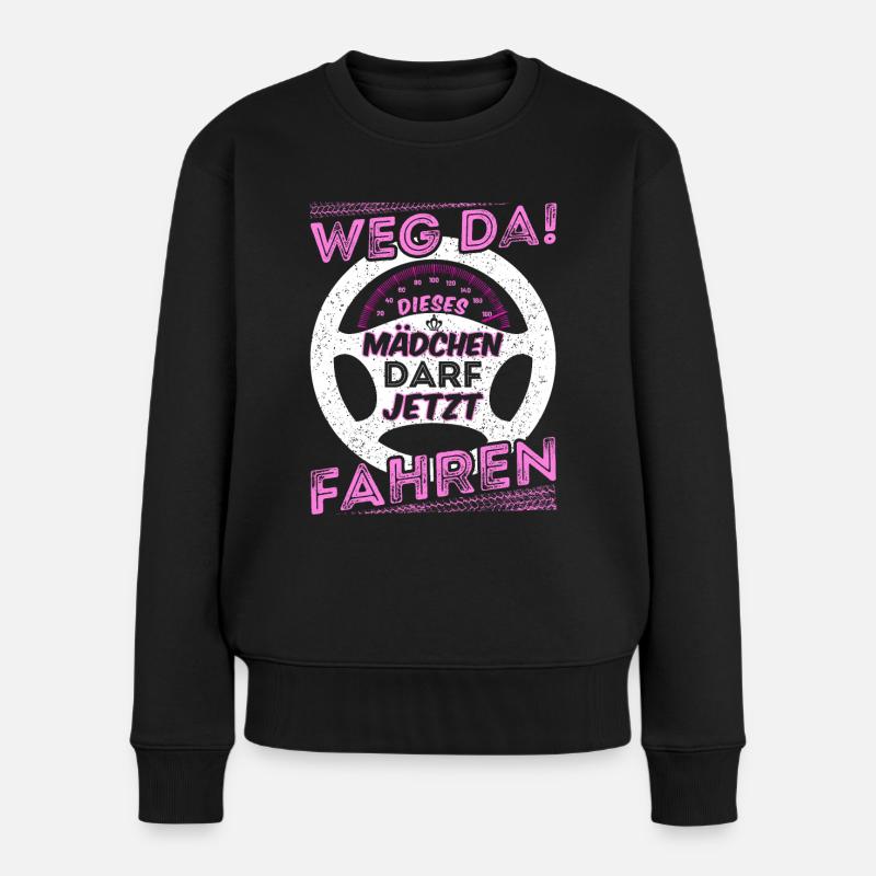 Führerschein Fahrschule Führerscheinprüfung Frau - Frauen Premium Bio Pullover - Schwarz