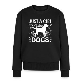 JUST A GIRL WHO LOVES DOGS - Women's Premium Organic Jumper - black - Front - Julia (174cm)