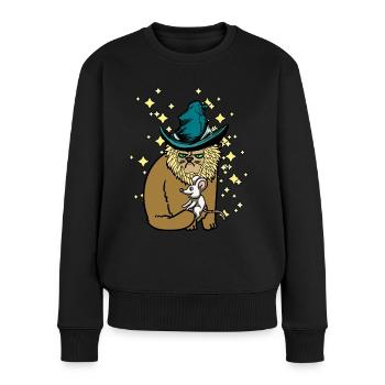 Katze Maus Fantasy Märchenfigur Zauberer Kinder - Frauen Premium Bio Pullover - Schwarz - Vorne - Julia (174cm)