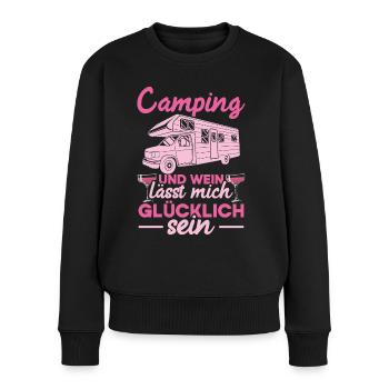 Camping Und Wein Lässt Mich Glücklich Sein Frauen - Frauen Premium Bio Pullover - Schwarz - Vorne - Julia (174cm)