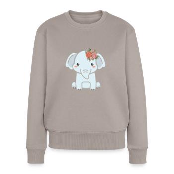Elefant Elefanten Elephant Rüsseltier Zoo Zirkus - Frauen Premium Bio Pullover - Taupe - Vorne - Julia (174cm)