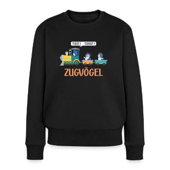 Pinguin Wortspiel Zugvögel Lustiger Spruch Zug - Frauen Premium Bio Pullover - Schwarz - Vorne - Julia (174cm)
