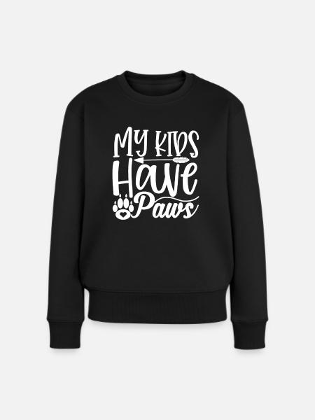 Meine Kinder haben Pfoten - Frauen Premium Bio Pullover - Schwarz