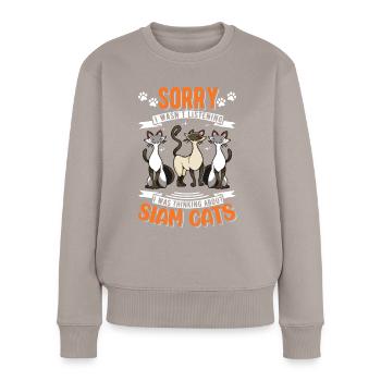 Siamkatze Siamesische Katze Siam Cat - Frauen Premium Bio Pullover - Taupe - Vorne - Julia (174cm)