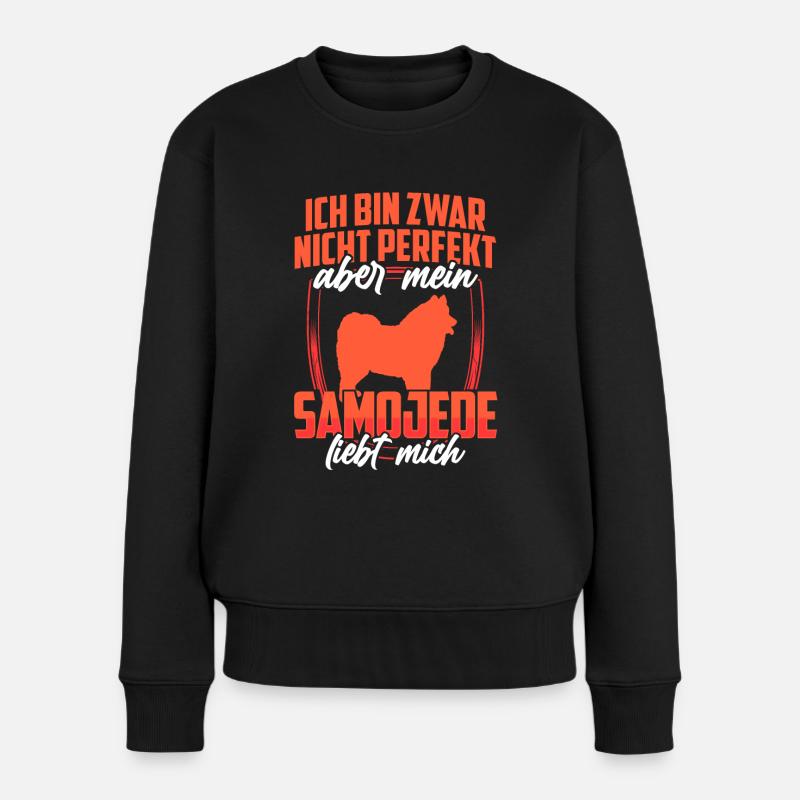Samojede liebt mich Samojedenspitz Samojede - Frauen Premium Bio Pullover - Schwarz