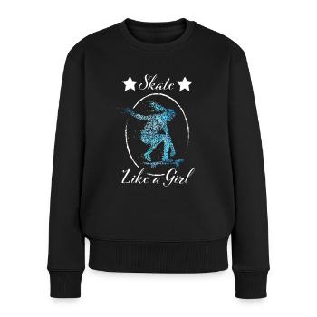 Skateboarderin Skaterin Skateboard Longboard - Frauen Premium Bio Pullover - Schwarz - Vorne - Julia (174cm)