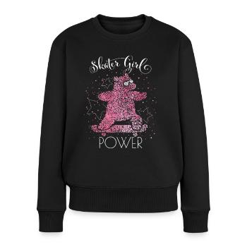 Skateboard Longboard Skateboarderin Skaterin - Frauen Premium Bio Pullover - Schwarz - Vorne - Julia (174cm)