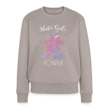 Skater girl power Skateboarderin Skaterin Skaten - Frauen Premium Bio Pullover - Taupe - Vorne - Julia (174cm)