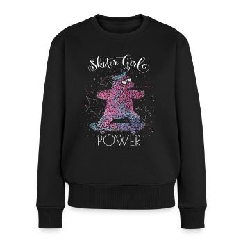 Skater girl power Skateboarderin Skaterin Skaten - Frauen Premium Bio Pullover - Schwarz - Vorne - Julia (174cm)