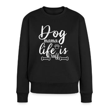 Maman de chien La vie est hirsute - Pull Premium bio Femme - noir - Devant - Julia (174cm)