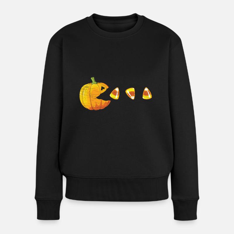 Halloween Pumpkin Kürbis - Frauen Premium Bio Pullover - Schwarz