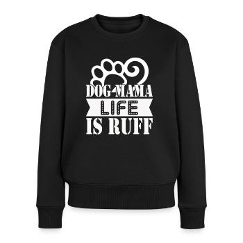 Maman de chien La vie est hirsute - Pull Premium bio Femme - noir - Devant - Julia (174cm)