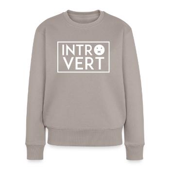 Introvertis Introvertis Sarcasme timide - Pull Premium bio Femme - taupe - Devant - Julia (174cm)