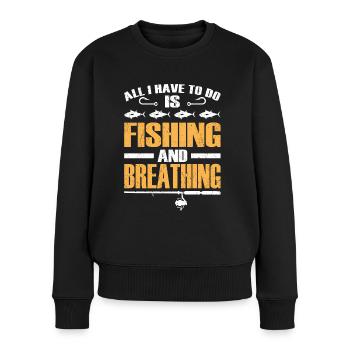 Pêcheur à la ligne & Pêche respirante Pêcheurs Pêche - Pull Premium bio Femme - noir - Devant - Julia (174cm)