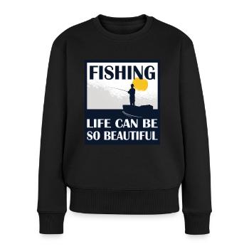 La vie de pêcheur à la ligne peut être si belle Angeln - Pull Premium bio Femme - noir - Devant - Julia (174cm)