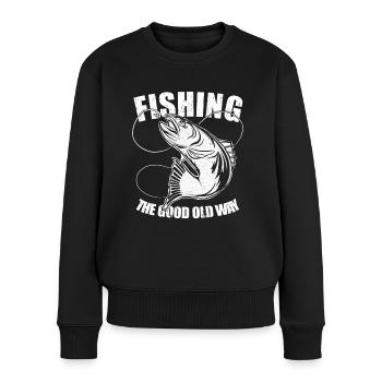 Angler Fishing The Good Old Way Angeln Fischer - Frauen Premium Bio Pullover - Schwarz - Vorne - Julia (174cm)