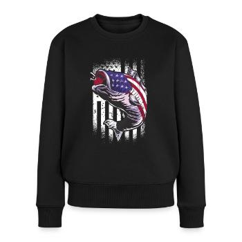 Pêcheur USA Flag Pêche Pêche Pêcheur - Pull Premium bio Femme - noir - Devant - Julia (174cm)
