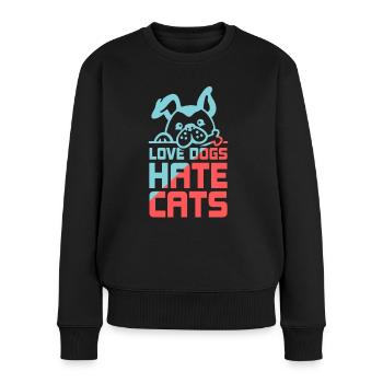 Chers chiens Détestez les chats Amoureux Chien Chiot - Pull Premium bio Femme - noir - Devant - Julia (174cm)