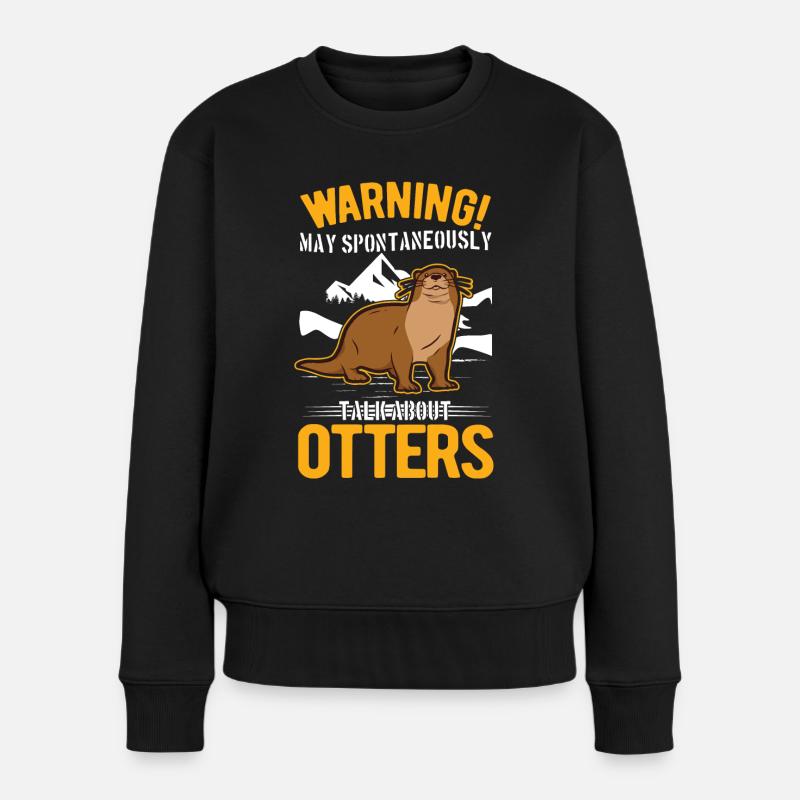 Warnung Otter Fischotter Seeotter - Frauen Premium Bio Pullover - Schwarz