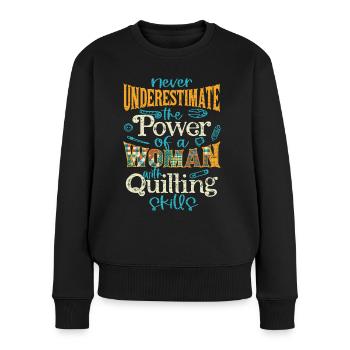 Nähen Sticken Häkeln - Frauen Premium Bio Pullover - Schwarz - Vorne - Julia (174cm)