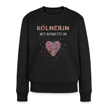 Kölnerin Konfetti im Herz Köln Karneval Fasching - Frauen Premium Bio Pullover - Schwarz - Vorne - Julia (174cm)