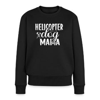 Maman chien hélicoptère - Pull Premium bio Femme - noir - Devant - Julia (174cm)