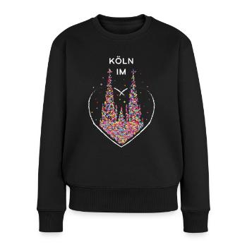 Köln im Herz Kölner Dom Karneval Karnevalfan - Frauen Premium Bio Pullover - Schwarz - Vorne - Julia (174cm)