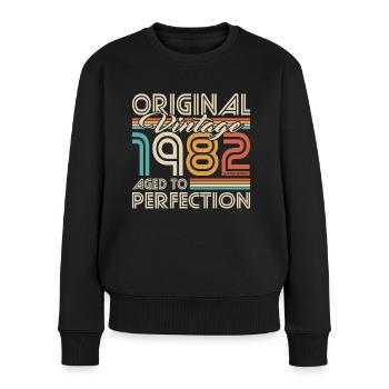40. Geburtstag Jahrgang 1982 Aged to Perfection - Frauen Premium Bio Pullover - Schwarz - Vorne - Julia (174cm)