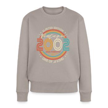 20th birthday vintage 2002 Aged Perfectly - Women's Premium Organic Jumper - taupe - Front - Julia (174cm)