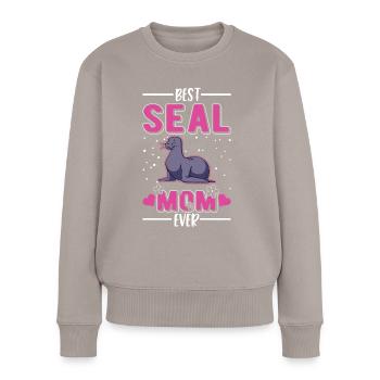 Best Seal Mom Ever Robben Mama - Women's Premium Organic Jumper - taupe - Front - Julia (174cm)