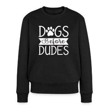Dogs in front of guys - Women's Premium Organic Jumper - black - Front - Julia (174cm)