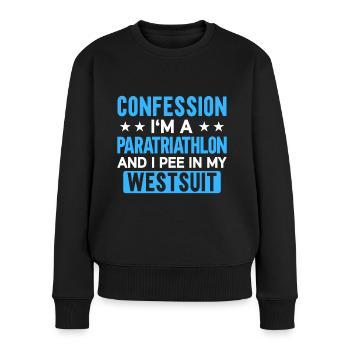 Confession... Je suis paratriathlon et je - Pull Premium bio Femme - noir - Devant - Julia (174cm)