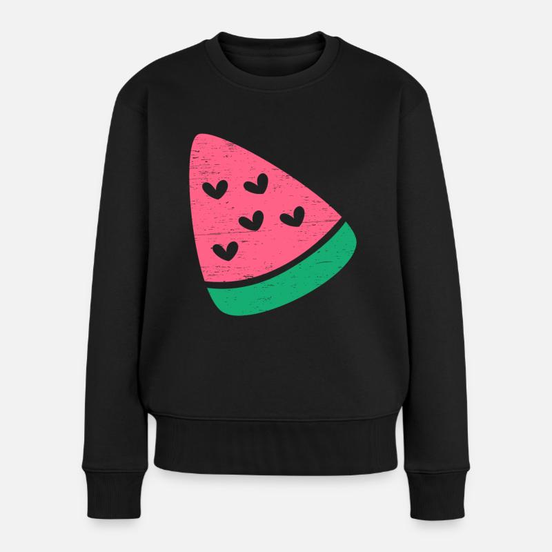 Coeur Pastèque Été Fruit Berry sans pépins - Pull Premium bio Femme - noir