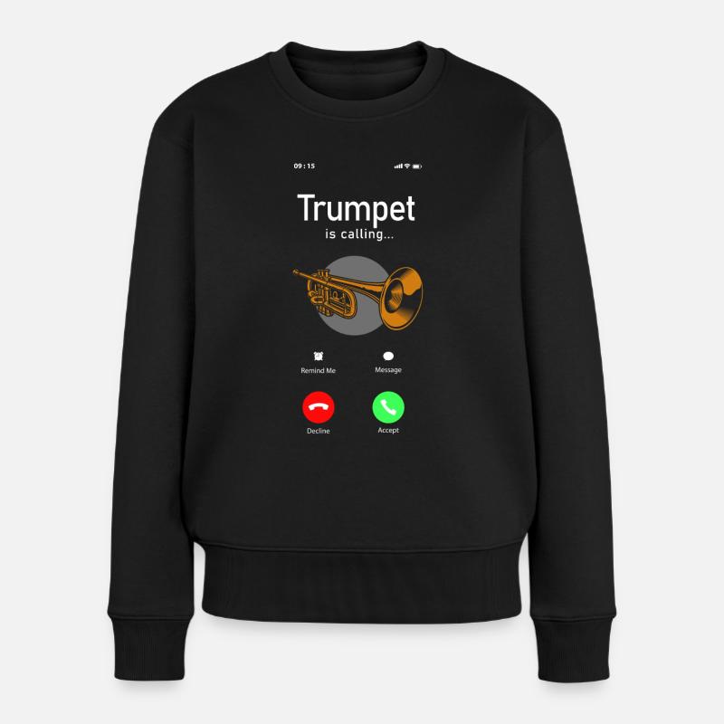 Trumpet Player Phone Display - Frauen Premium Bio Pullover - Schwarz