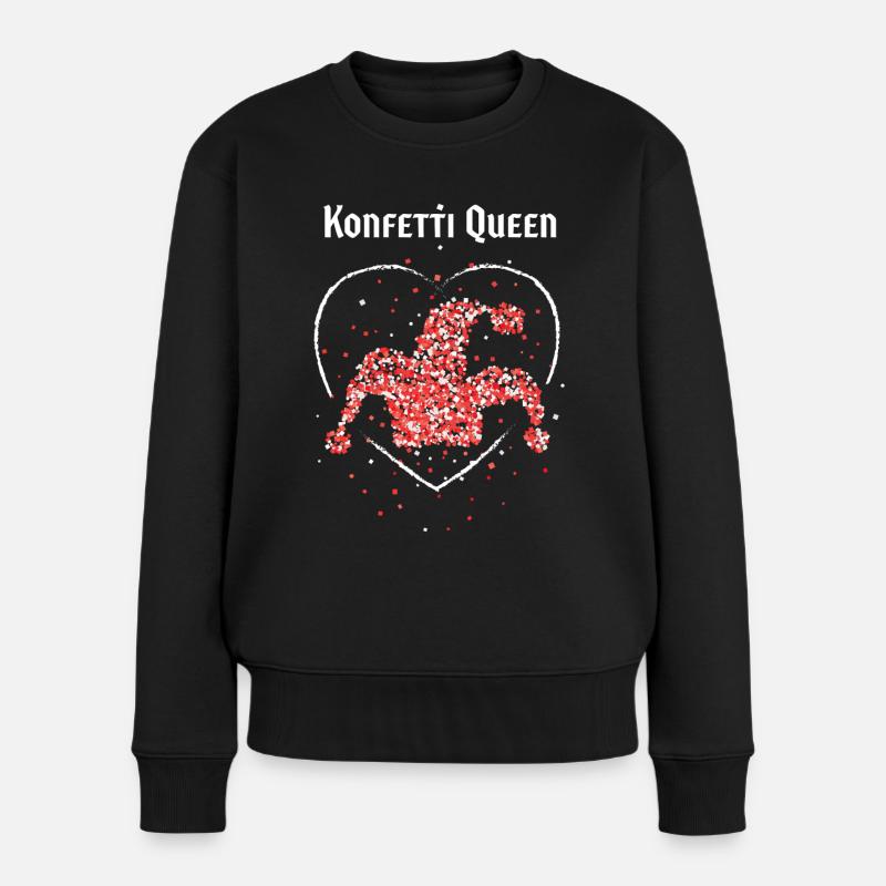 Konfetti Kölnerin Rot Weiss Karneval Fasching - Frauen Premium Bio Pullover - Schwarz